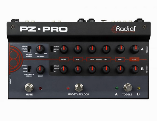 Radial PZ-Pro 2-Channel Acoustic Instrument Preamp Pedal w/ DI Out - Hybrid Guitar World