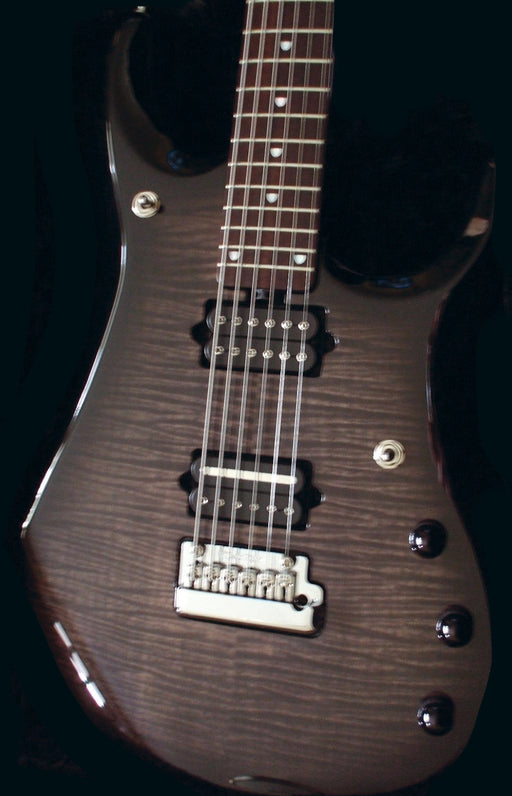 Ernie Ball Music Man John Petrucci Baritone BFR - Hybrid Guitar - Trans Black Flame Top - Hybrid Guitar World